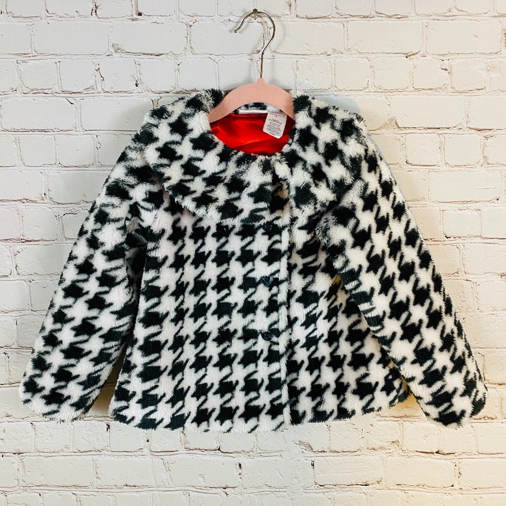BT Kids | Girl's Black White Houndstooth Coat